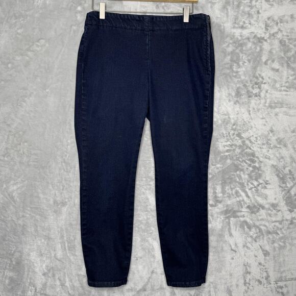 Talbots Pants Womens 10 Petite Blue Slim Ankle Side Zip Stretch Jeans Denim - Picture 1 of 11